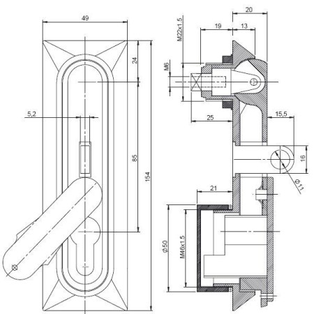 Zamek HS 02 prostokątny